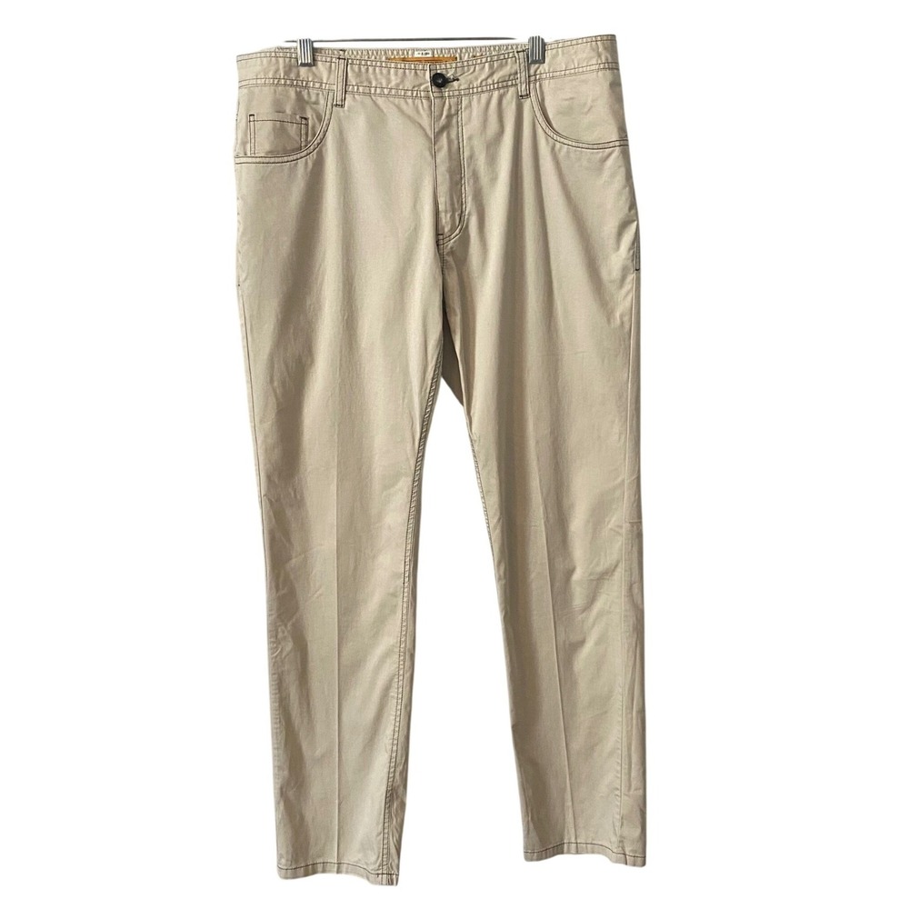 Enzo‎ Tovare Men Tan Khaki Slim Straight Pants 5-Pocket Contrast Stitch 36x32